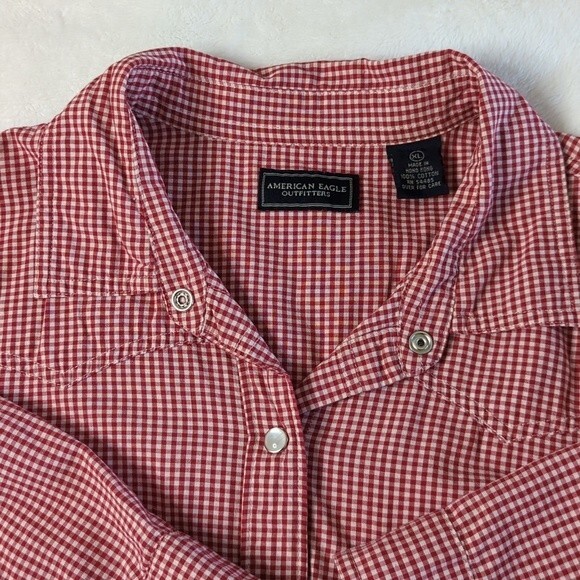 American Eagle Outfitters checkered red and white blouse size XL - Picture 6 of 9